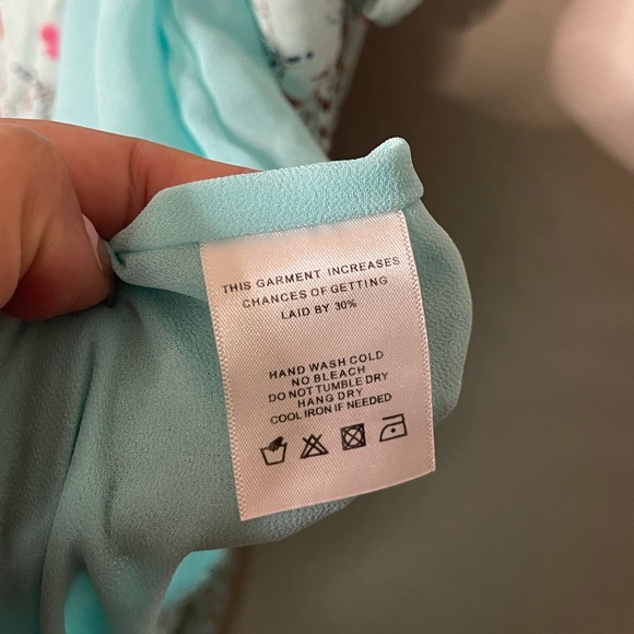 Revolve LPA | 100% Silk Floral Mint Wrap Maxi Dress Size: Medium - Picture 9 of 9